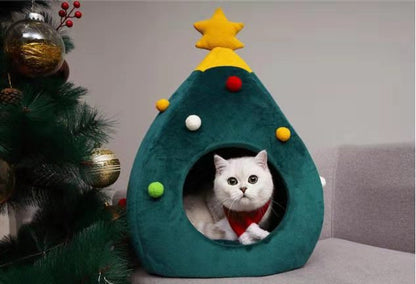 Christmas pet house warm dog house felt cat house dog house puppy house pet supplies cat bed pet sleeping nest