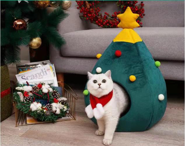 Christmas pet house warm dog house felt cat house dog house puppy house pet supplies cat bed pet sleeping nest