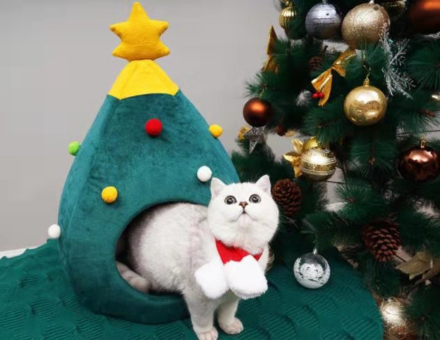 Christmas pet house warm dog house felt cat house dog house puppy house pet supplies cat bed pet sleeping nest