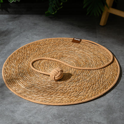 Natural cattail mat four seasons round rattan cat scratching board cat scratching mat no dandruff pet cat supplies