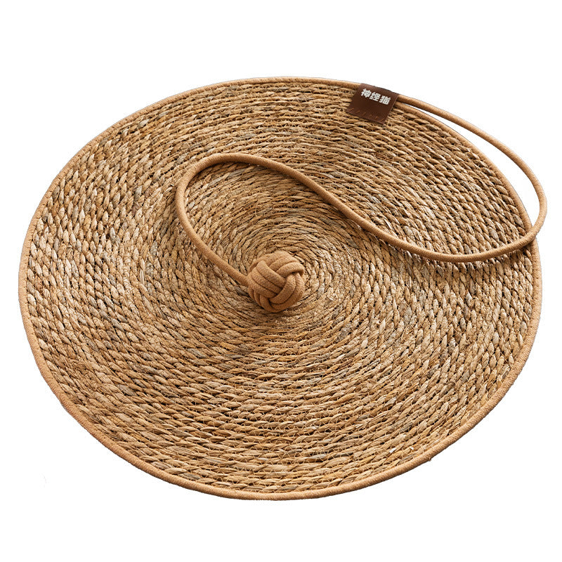 Natural cattail mat four seasons round rattan cat scratching board cat scratching mat no dandruff pet cat supplies