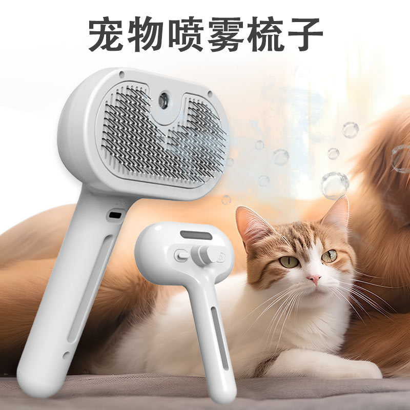 Pet spray comb cat dog hair removal comb USB charging hair pulling and knotting comb pet grooming cleaning tool